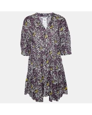 Max Mara S'Max Mara Floral Printed Cotton Mini Dress - Purple