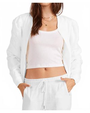 Bobi Puff Sleeve Bomber Jacket - White
