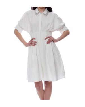 Gracia Diamond Button Down Dress - White