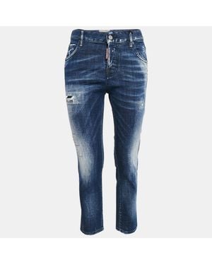 DSquared² Dsqaured2 Washed Denim Cool Girl Cropped Jeans S Waist - Blue