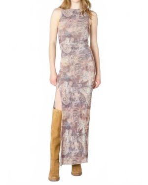 Dex Abstract Maxi Dress With Slit - Natural