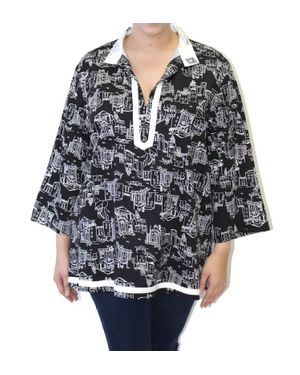 COLORS BY CARIBE Contrast Trim Top -Plus - Black