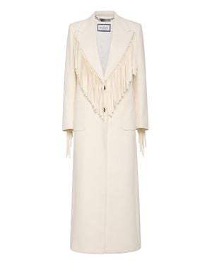 Philipp Plein Fringes Long Coat Plein Deluxe - Natural