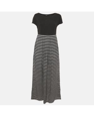 Weekend by Maxmara Striped Cotton Knit & Silk Maxi Dress - Black