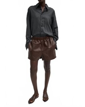 Tibi Leather Pull On Shorts - Black