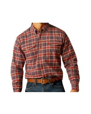 Ariat Rebar Flannel Durastretch Work Shirt - Red