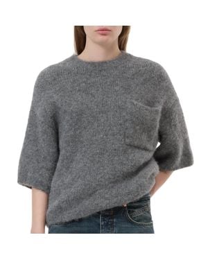 Closed Short-Sleeve Alpaca-Mix Knit Sweater - Gray