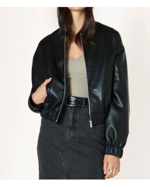 Dex Faux Leather Bomber Jacket - Black