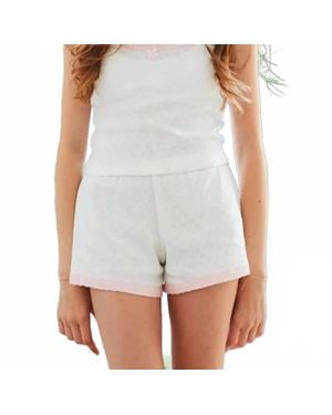 Theme Teddy Lace Heart Pointelle Shorts - White