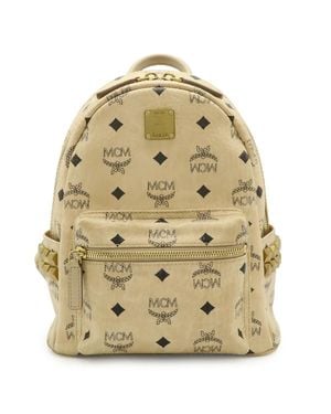 MCM Visetos Stark Mini Backpack Canvas Leather - Natural