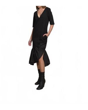 Simply Mila Unbalance Ruffle Midi Dress - Black