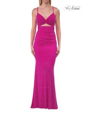 La Femme Rhinestone Sleeveless Dress - Pink
