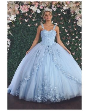TRUEDAMES Sweetheart Floral Sweet 16 Ball Gown - Blue