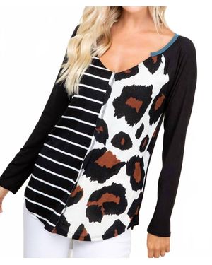 Again Striped With Animal Print - Black