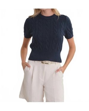 525 America Clara Cable Knit Top - Blue