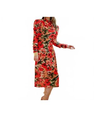 Esteem Couture Ny Alma Puff Sleeve Dress - Red