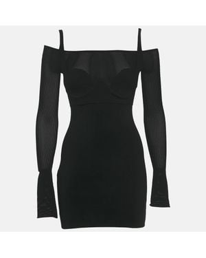 Dion Lee Jersey & Mesh Corset Detail Mini Dress - Black