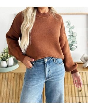 Apricot Cropped Drop Shoulder Sweater - Blue