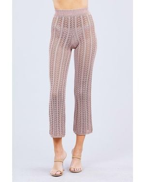 TRUEDAMES Flare Long Fishnet Sweater Pants - Metallic