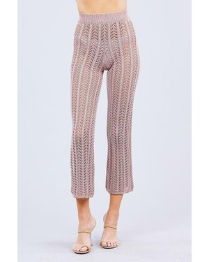 TRUEDAMES Flare Long Fishnet Sweater Pants - Metallic