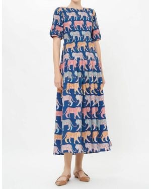Oliphant Smocked Drop Waist Maxi Dress - Blue