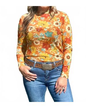 Sterling Kreek Blissfully Blessed Sunflower Mesh Top - Multicolor