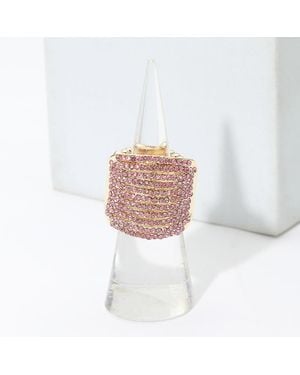 Fashnzfab Rhinestone Pave Multi Row Stretch Ring - White