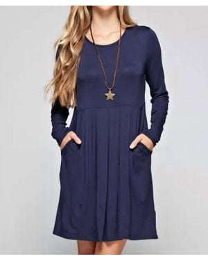 12pm By Mon Ami Pleated Solid Classic Dress - Blue