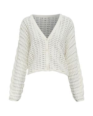 Theory Cashmere Cable Crop Cardigan - White