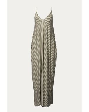 Black Iris Striped Stretch-Modal Jersey Maxi Dress - White