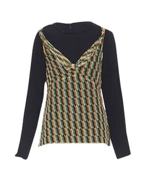 Dries Van Noten Silk Geometric Camisole Layer Top - Green