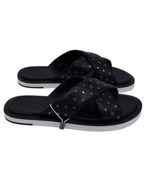 Jimmy Choo Palmo Embellished Slide Flat Sandals - Black