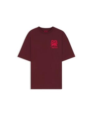 HUGO X Rb Cotton T-Shirt With Bull-Graphic Logo - Red