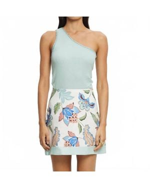 Kivari Tallulah One Shoulder Tank Top - Blue