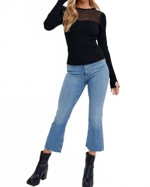 Bluivy Semi Sheer Sweetheart Neck Top - Blue