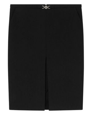 Versace Straight Silk And Nylon Midi Skirt - Black