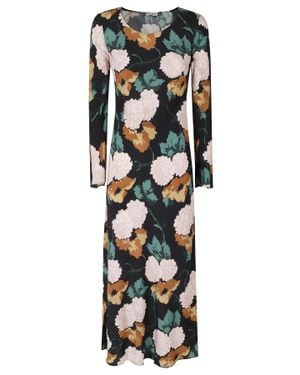 RIXO London Floral Charcoal Rayon-Blend Amal Maxi Dress - Black