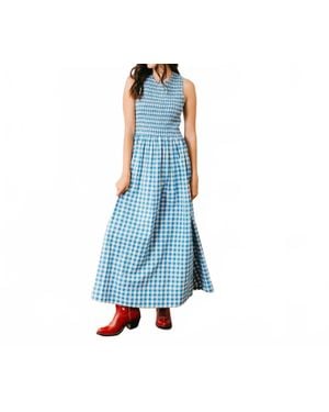 SUNSHINE TIENDA Gingham Marine Dress - Blue