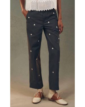 The Great Garage Pant With Daisy Embroidery - Blue