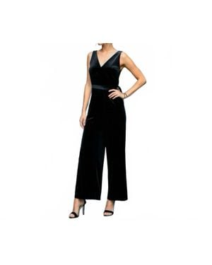 CUPSHE Velvet Cocktail Party Wide Leg Jumpsuit - Black