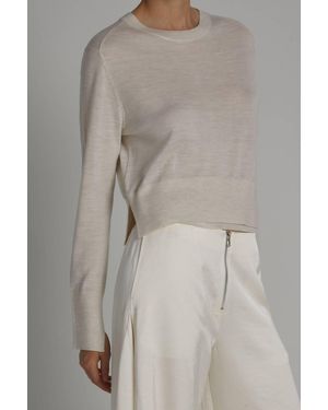 STAUD Elodie Layered Crewneck Knit Sweater - Gray
