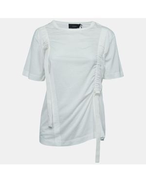 JOSEPH Off Cotton Adjustable Strap Detailed Half Sleeve T-Shirt - Blue