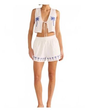 MINKPINK Isadora Embroidered Shorts - White