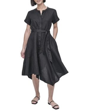 DKNY Linen Wrap Dress - Blue