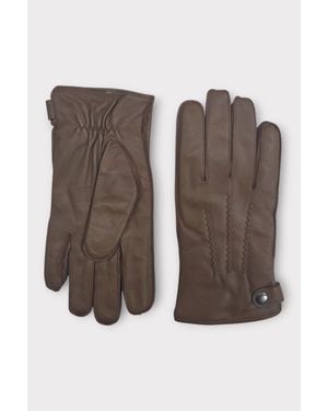 Infinity Leather Tan Italian Leather Warm Wool-Lined Winter Bike Riding Driving Casual Gloves - Brown