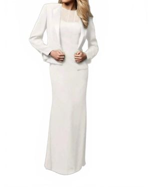 Alexander by Daymor Classy Sheer Beaded Sheath Maxi Dress - White