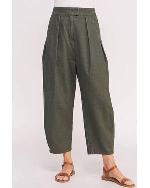 Jade By Jane High Waist Pleated Baggy Ankle Pants - Green