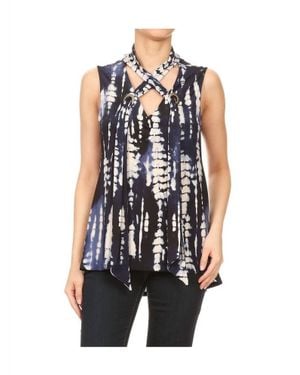 Ariella Tie Dye Scarf Top - Blue