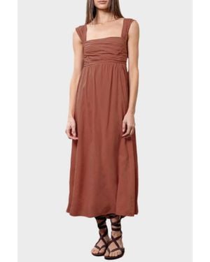 Moon River Pintucked Tie Midi Dress - Red