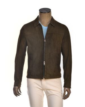 Kiton Kired Juan Lambskin Suede Zip-Up Jacket - Brown
